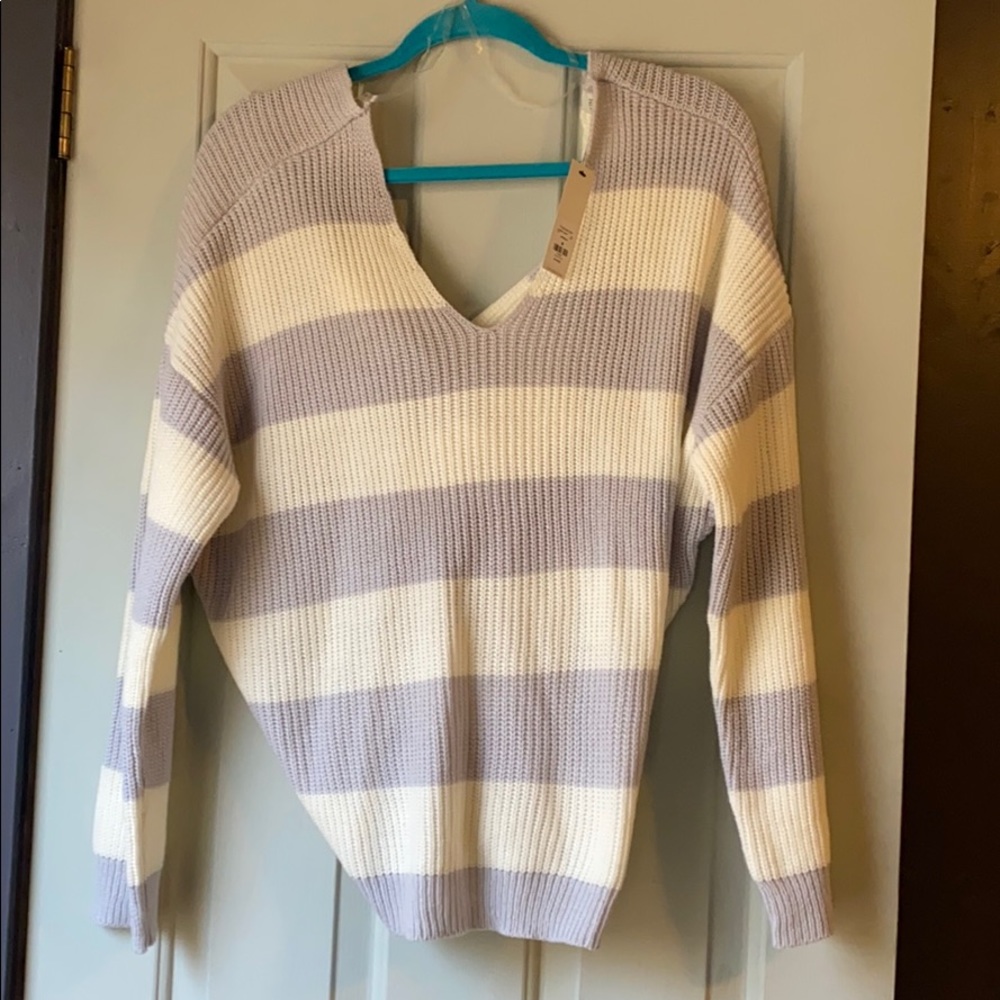 NWT!! striped sweater with knot back